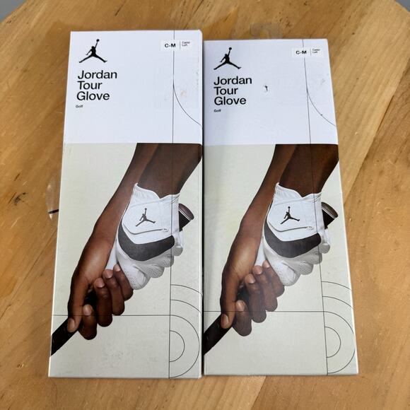 Nike Jordan Tour Cadet Size C-M Mens Left Golf Glove White Black - LOT OF 2 - Picture 1 of 6